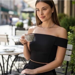 Forever 21 Black Off-Shoulder Crop Top